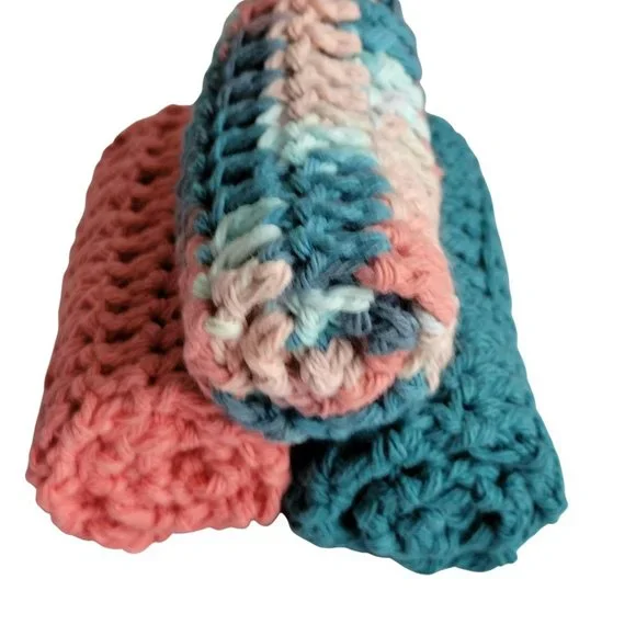 🎀Host Pick🎀HANDMADE Crochet Washcloths Set of 3 Expertly Created - Picture 4 of 8